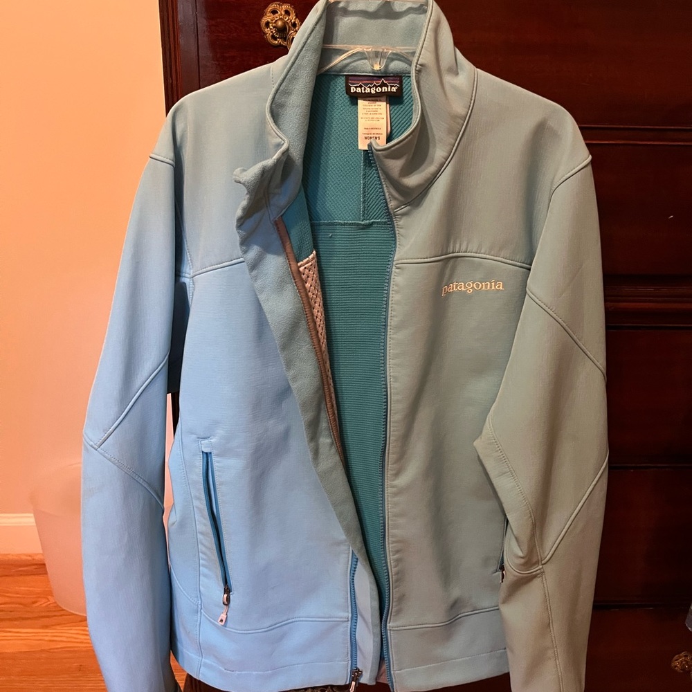 Patagonia sky blue polar tech waterproof jacket